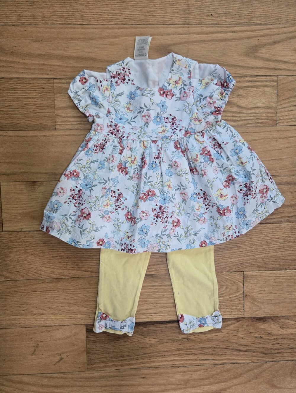 First Impressions Floral Baby Dress & Yellow Leggings Set 18 Months